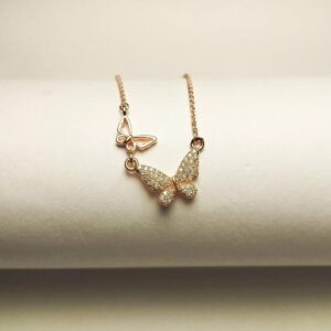 Golden Butterfly Sparkle Pendant Necklace