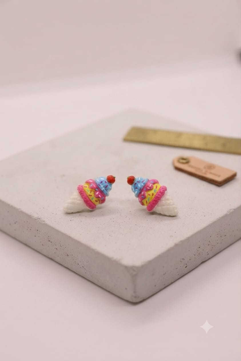 Sweet Sprinkle Ice Cream Stud Earrings
