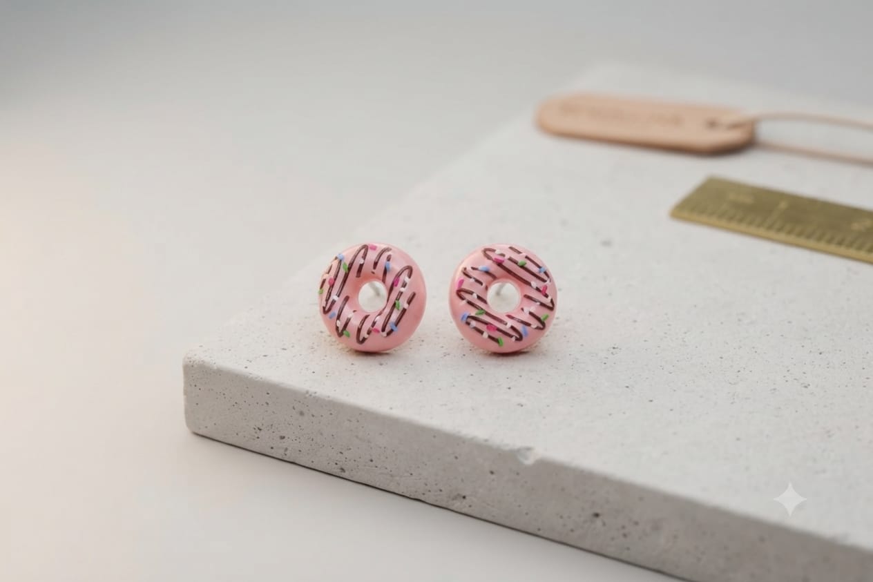 Sweet Sprinkle Donut Stud Earrings