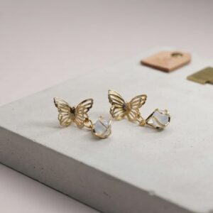 Golden Butterfly Hoop Earrings