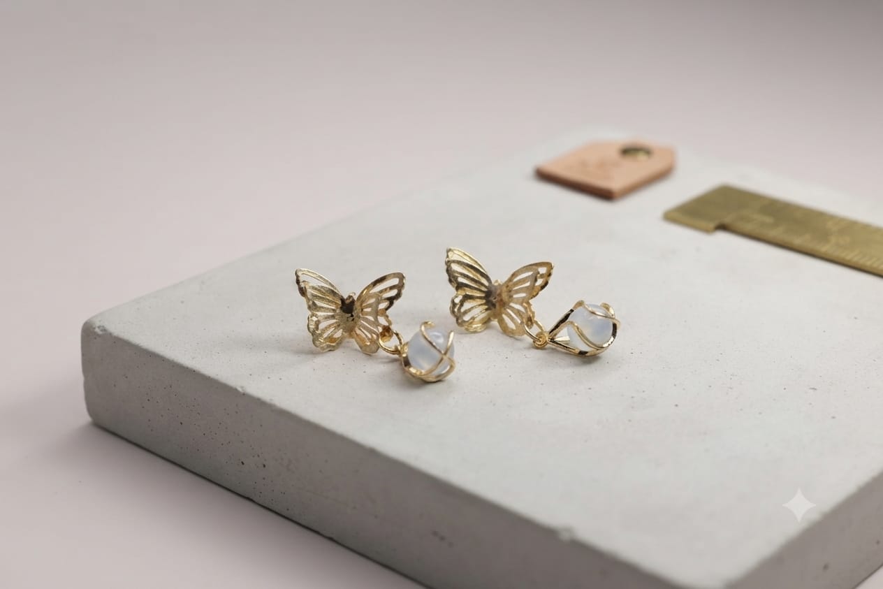 Golden Butterfly Hoop Earrings