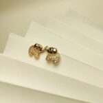 Golden Crystal Elephant Stud Earrings